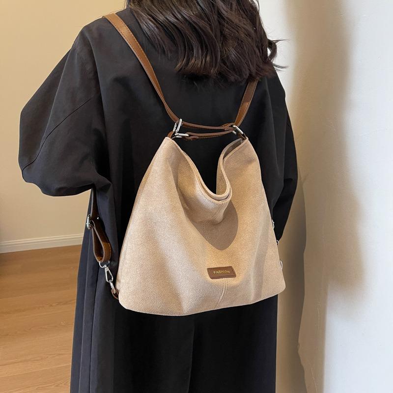 Fashion retro large-capacity bag women's autumn and winter new double shoulder shoulder bag casual commuter multi-functional bag