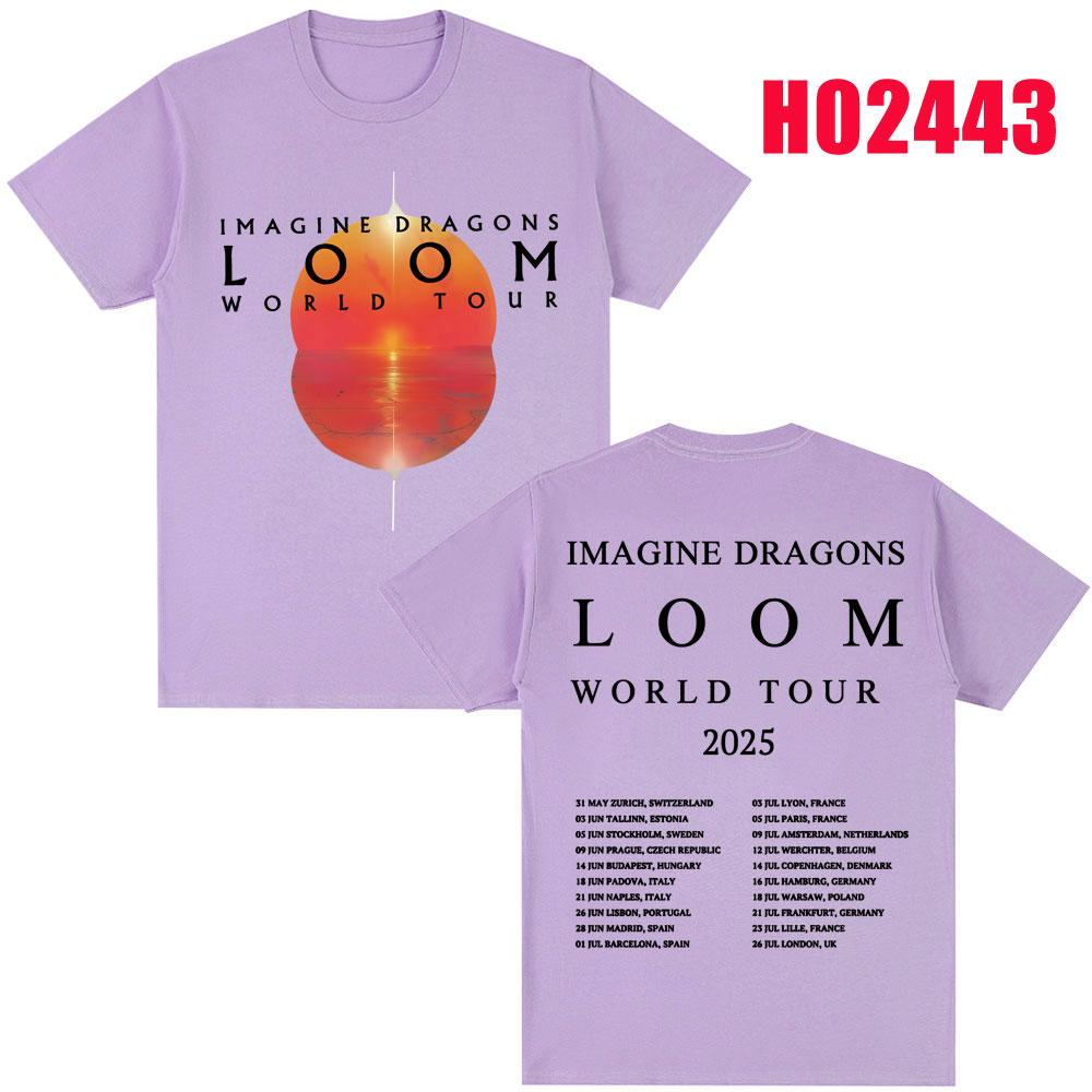 GUOYAN TOP Imagine Dragons Loom Tour 2025 T-shirt Heren Dames Trendy Hip Hop T-shirts 100% Katoen Oversized Populaire T-shirts Streetwear Cadeaus 4XL