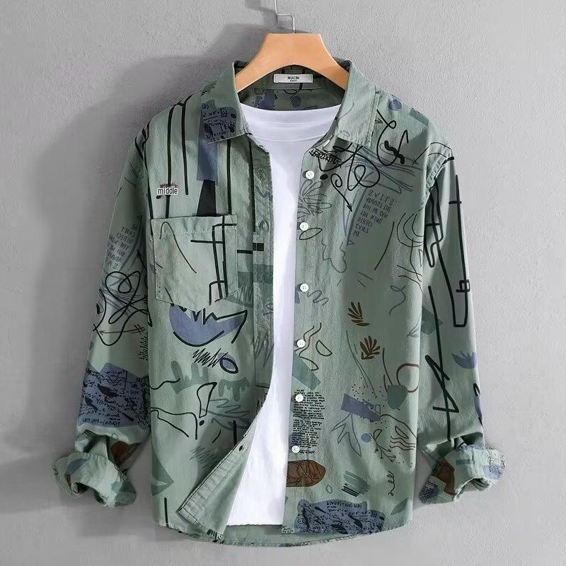 

Men s Trendy Full-Print Long-Sleeve Casual Shirt for Spring and Autumn L