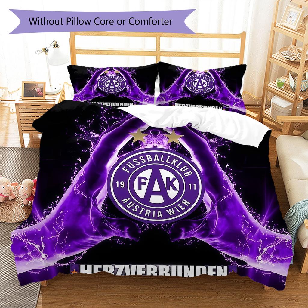 FK Austria Wien Bedding Quilt Set Quilt Cover Pillowcase Home Decoration Birthday Gift (1 * Duvet Cover + 2 * Pillowcase, Without Core)
