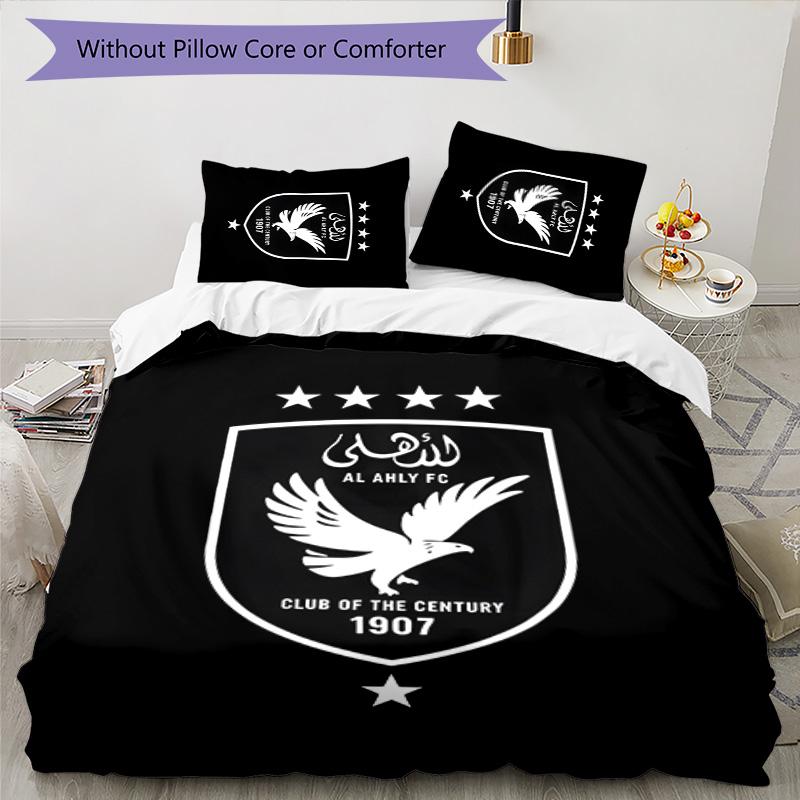 3pcs Al Ahly FC Design Cover Set - HD Printed Bedding with 1 Cover and 2 Pillowcases - Perfect for Home and Dorm Decor