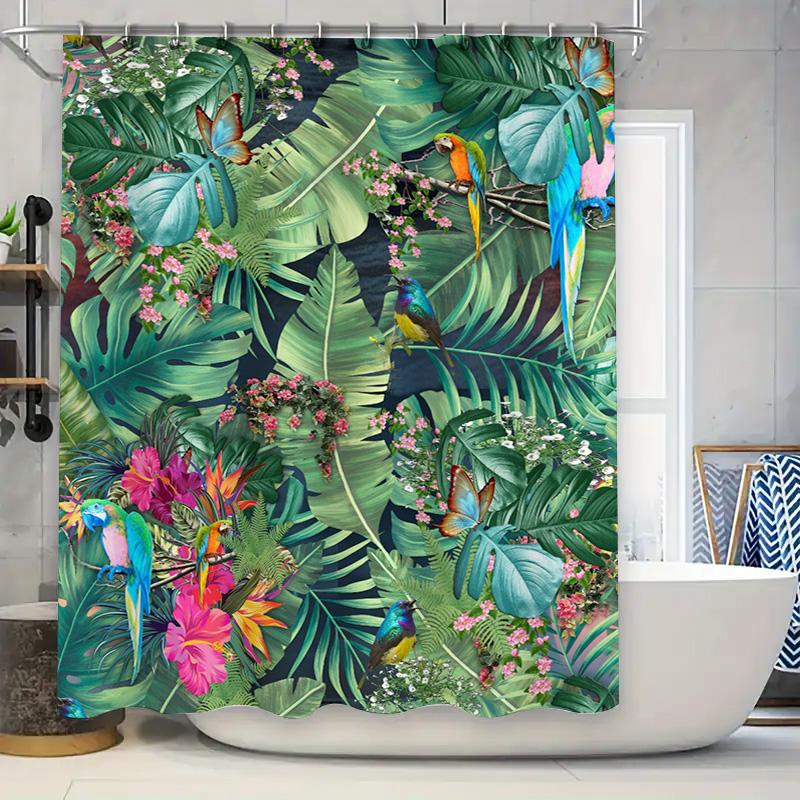 

Hibiscus Shower Curtain White Floral Pattern Bath Decor For Bathroom Home Decoration Pink 3D Waterproof Fabric Shower Curtain Wi W60H190(CM)-1 Pcs