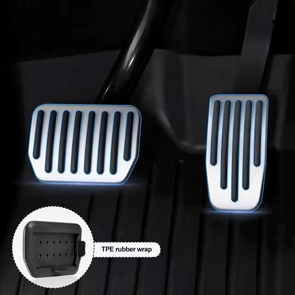 Aluminum Brake & Accelerator Pedal Cover for Tesla Model 3 Highland/Model Y (2023-2025) Easy Install Anti-Slip Foot Pads Premium