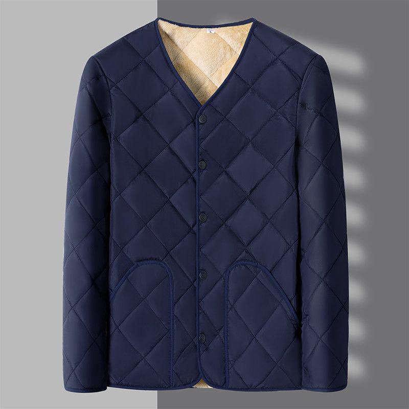 Men's Thickened Velvet-Lined Cotton Jacket for Cold Protection - Winter Warmth, Middle-Aged & Elderly Dad's Style