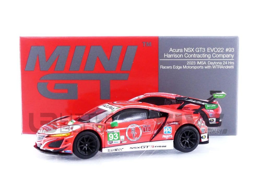 TrueScale Miniatures MINI GT Scale Acura NSX GT3 EVO22 IMSA 24 Hours of Daytona 2023 WTR Racers Edge Motorsports Drive Finished Model 1/64 #93