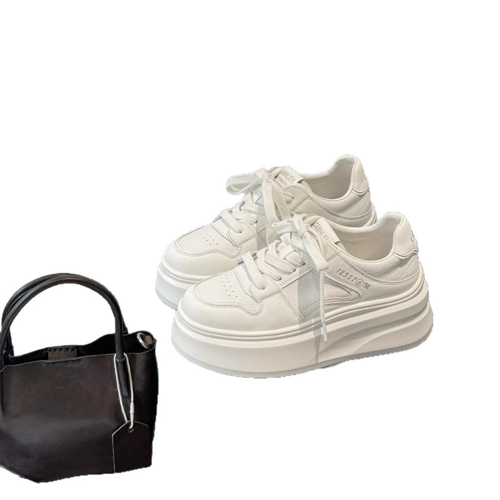 Thick-soled heightening versatile casual board shoes 2025 new summer popular women's lightweight soft-soled white shoes are not tired
