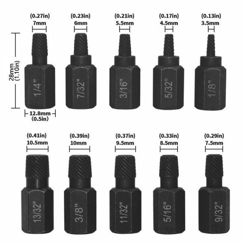 

Набор из 10 шт. экстракторов винтов из легированной стали, инструмент для удаления поврежденных винтов, металлические сверла Easy Out, инструмент для удаления сломанных болтов и шпилек, экстрактор винтов B