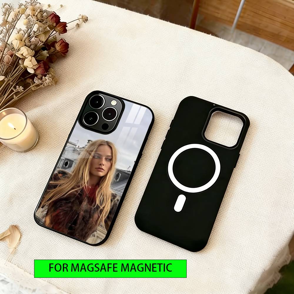 Margot Robbie Phone Case For iPhone17,16,15,14,13,12,11 Plus,Pro Magnetic For Magsafe Wireless Charging iPhone17