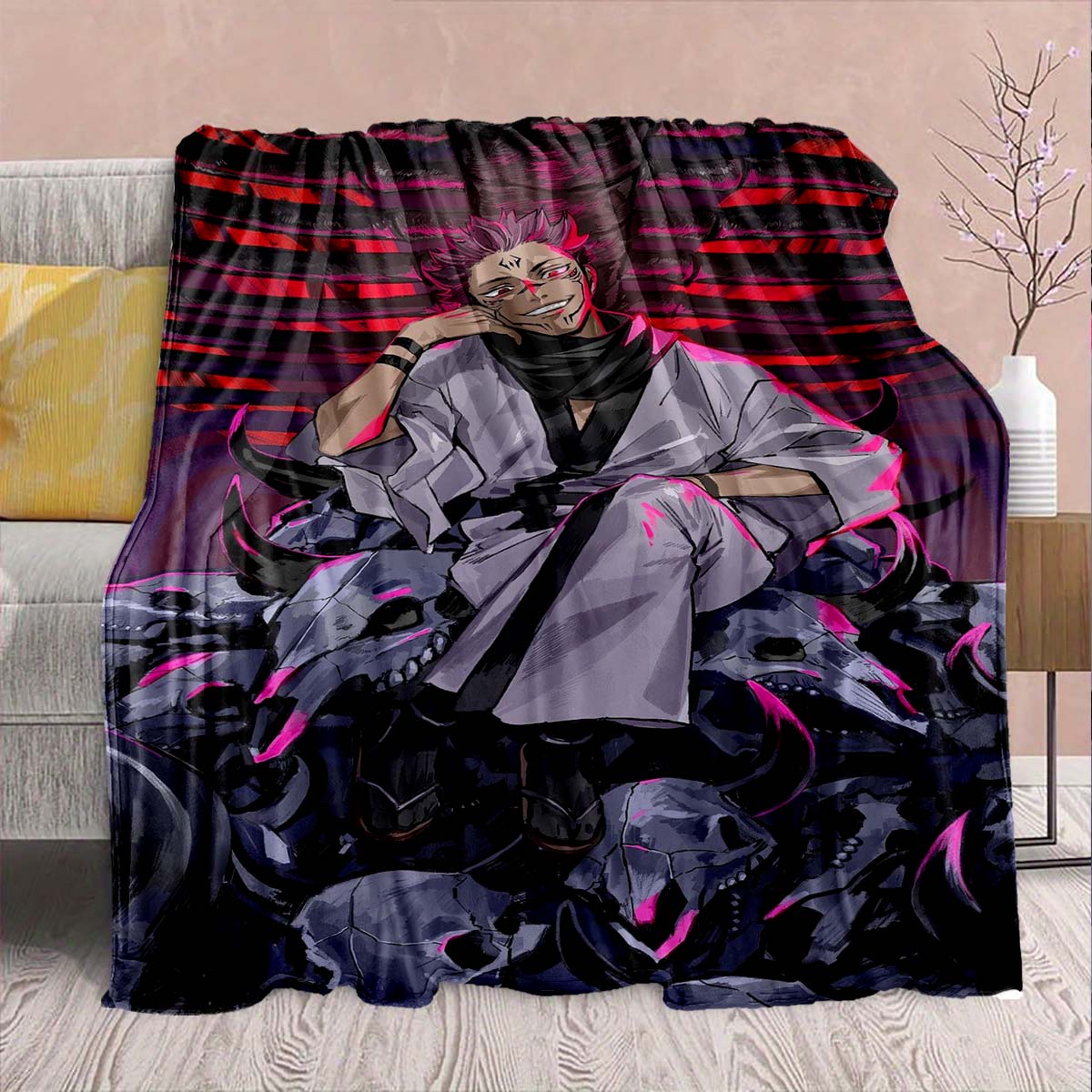 

Jujutsu Kaisen Lightweight Flannel Blanket Soft Warm Cozy Throw Plush Sofa Bed Decor -QJY 75x90cm