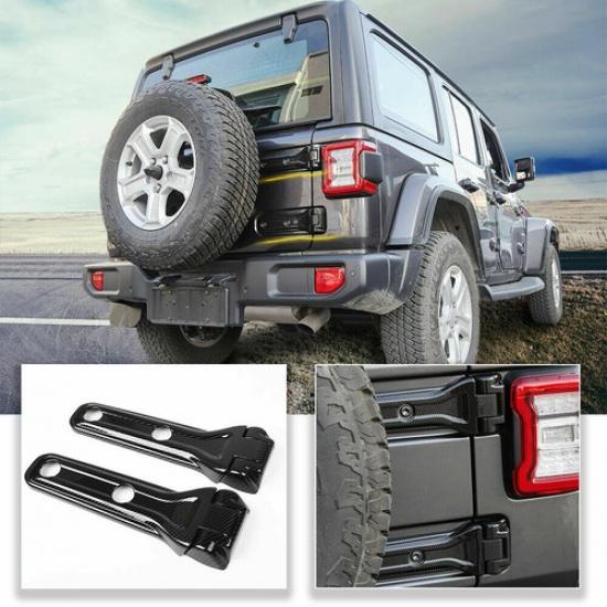 Tailgate Hinge Spare Tire Decor Cover Trim For Jeep Wrangler JL 18+ Carbon Fiber
