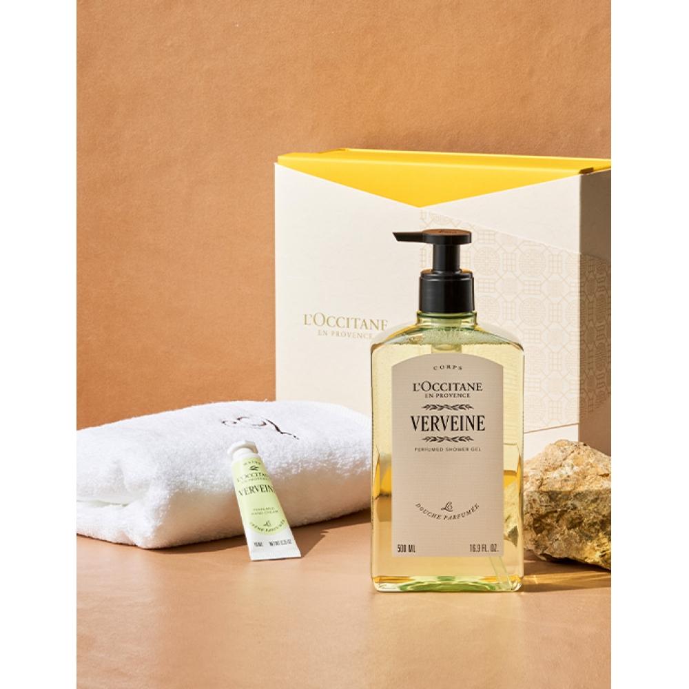 L Occitane Chuseok Limited Edition Verbain Shower geL 500mL Set + Mini Hand Cream Free Spa toweL