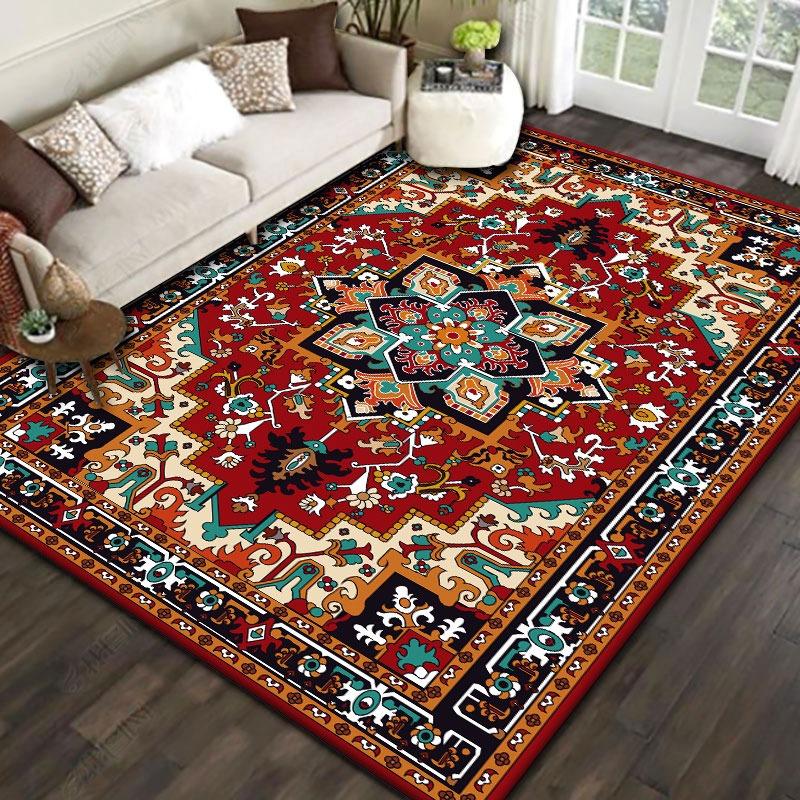American Bohemian Ethnic Style Festive Red Carpet Living Room Sofa Bedroom Study Kitchen Entrance Door Mat Non-slip Decor Rug