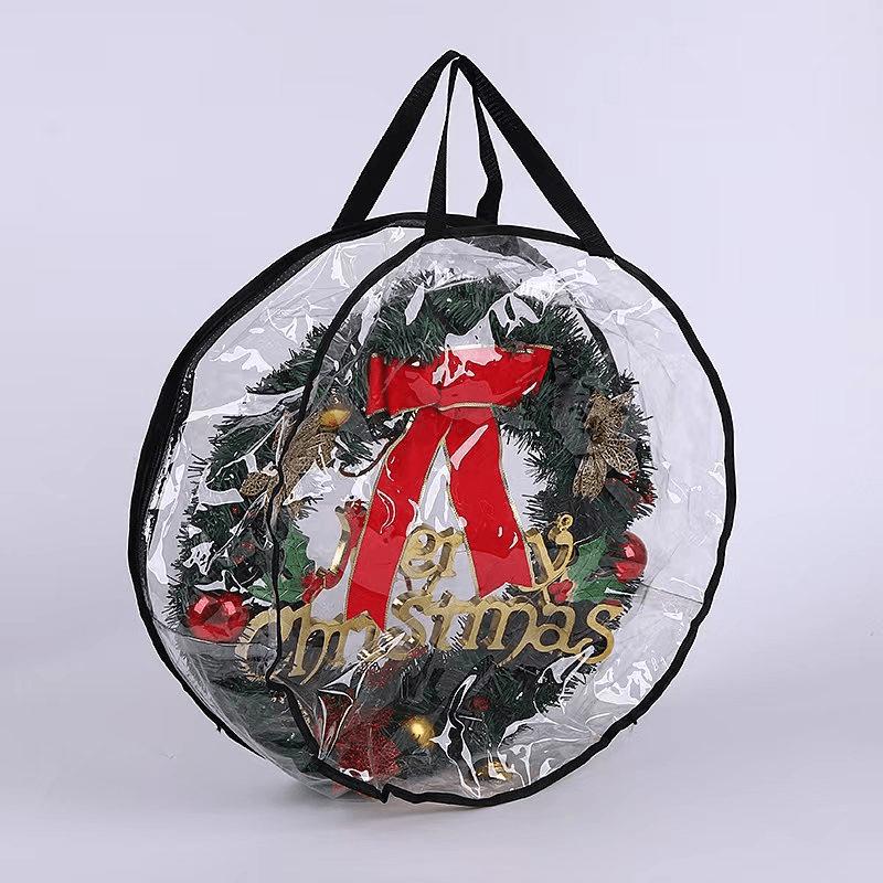 Clear Bag PVC Transparent Christmas Wreath Storage Bag Christmas Decoration Ring Storage Hanging Bag