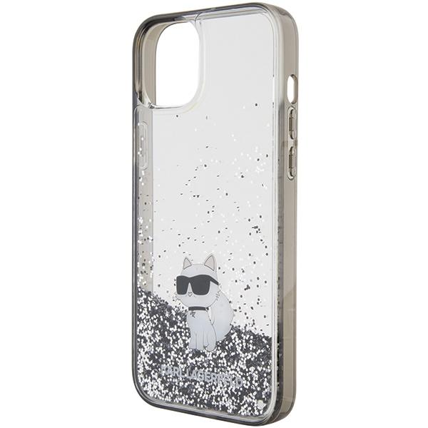 Etui Do iPhone 15 Plus Karl Lagerfeld Liquid Glitter Choupette Transparentne