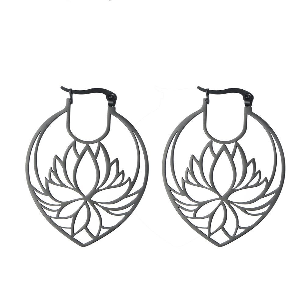 Cazador Vintage Filigree Hoop Earrings for Women Flower Tree Lotus Stainless Steel Jewelry Wedding Birthday Mother Gifts 2025