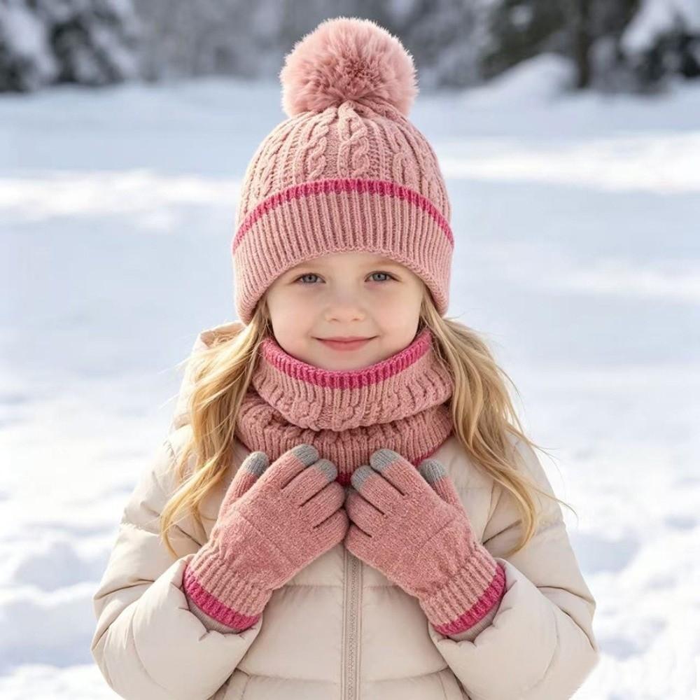 Knitted Knitted Hat Set Thicken Toddler Winter Hat New Pompom Hat Set For Toddlers