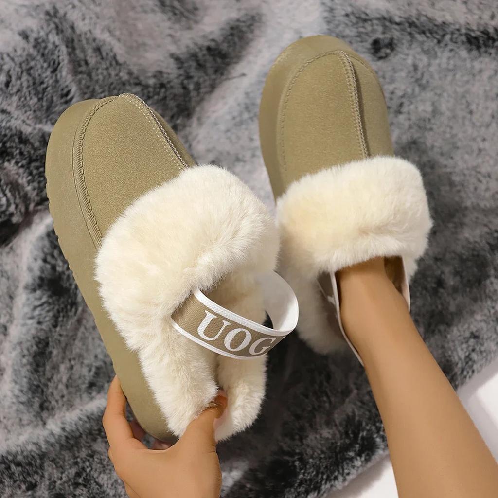 Classic Warm Plush Anti Slip Flat Bottom Shoe Womens Home Outdoor Cover Head Slippers Winter Matsuke Snow Boots