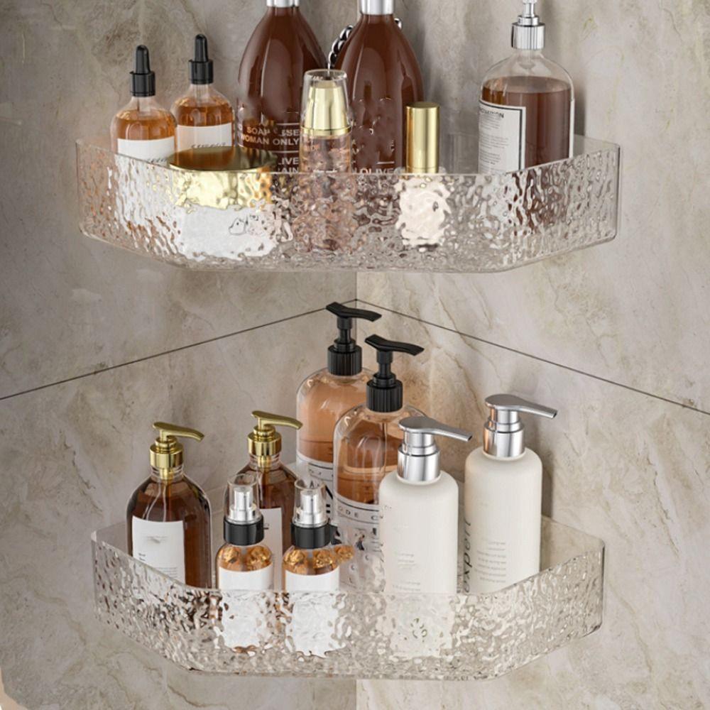 No Drilling Bathroom Storage Rack Wall Corner Storage Shelf Triangle Holder  Cosmetic