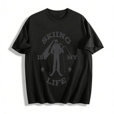 Skiing Is My Life Impression Amoureux du Ski T-shirt Décontracté Manches Longues/Courtes 100% Coton