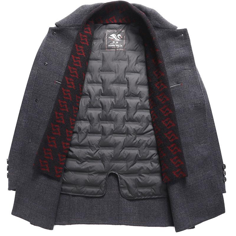 Autumn and Winter Trendy Scarf Style Removable Down Lining Double-sided Woolen Coat Men's Dad Wear Plus Size Men's Wear