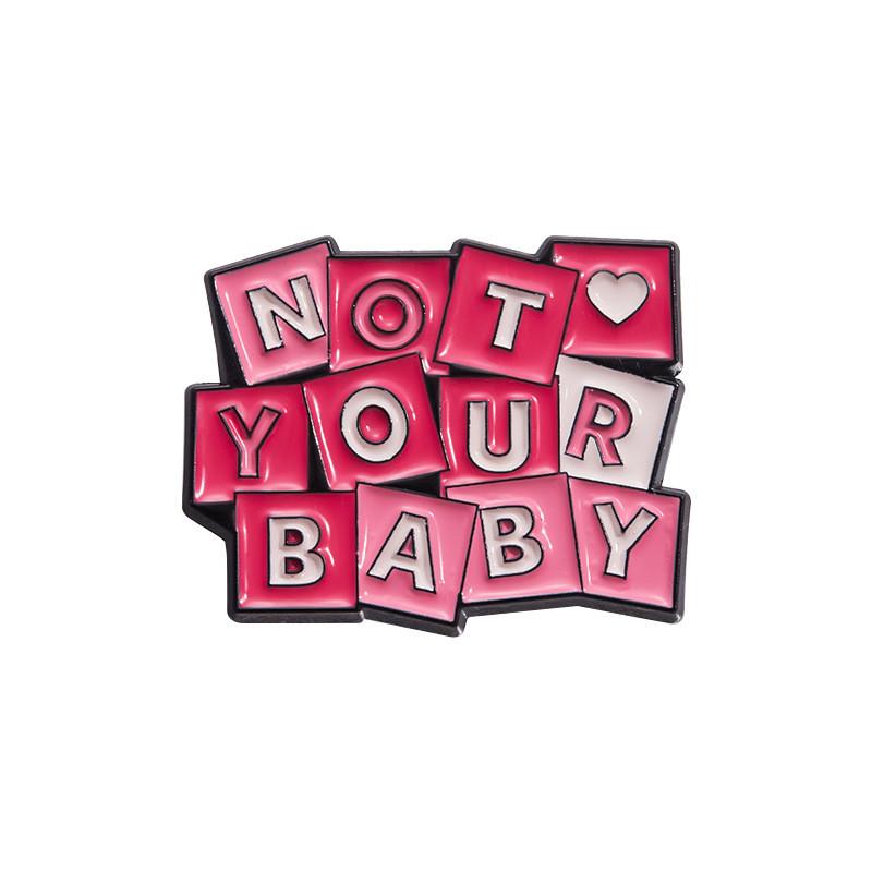Stylish Cry Baby Pink Alloy Brooch Creative Letter Badge Unique Fashion Accessory