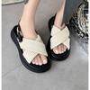 Petite Thick-soled Crossover Sandals for Women in Summer 2025, Casual, One-button, and Fashionable Beach Shoes with Exposed Toes