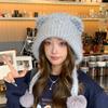 New Arrival Japanese Cute Women's Hat Autumn Winter Beanie, Plush Ear Warm Knitted Hat