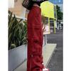 Spring Autumn Hipster Loose Casual Pockets Cargo Pants Women Solid Color Fashion All-match Wide Leg Trousers