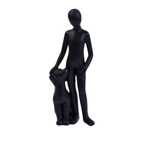 Modern Abstract Man and Dog Statue Desktop Decoration B чёрный
