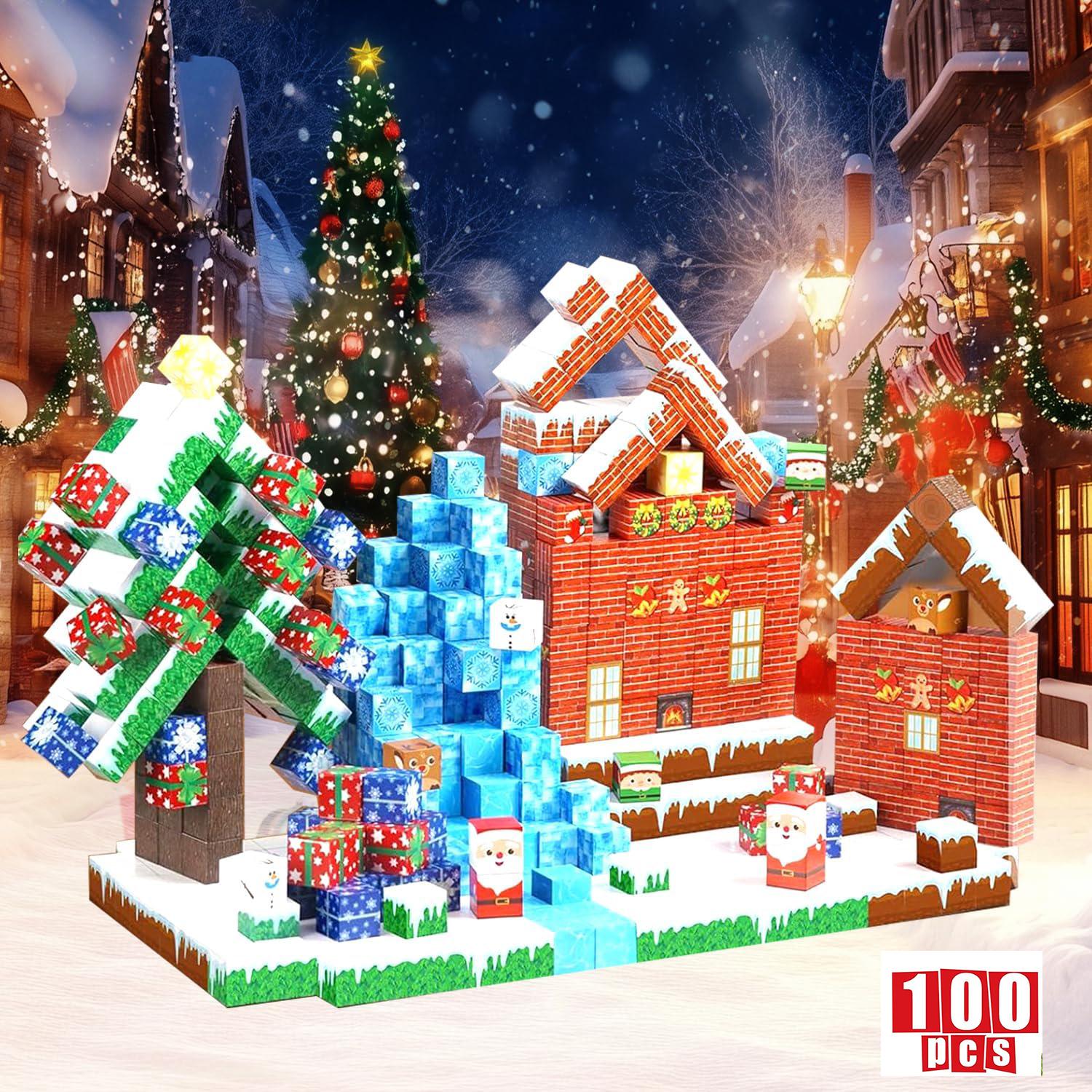 

Рождественские магнитные блоки игрушки магниты строительный куб 3D сенсорный образовательный интерактивный набор строительных игрушек подарок на Новый год