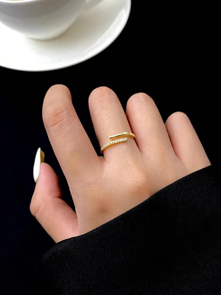 

925 Silver Simple Shiny Parallel Length Adjustable Zircon Ring For Women Engagement Luxury High Quality Fine Jewelry resizable