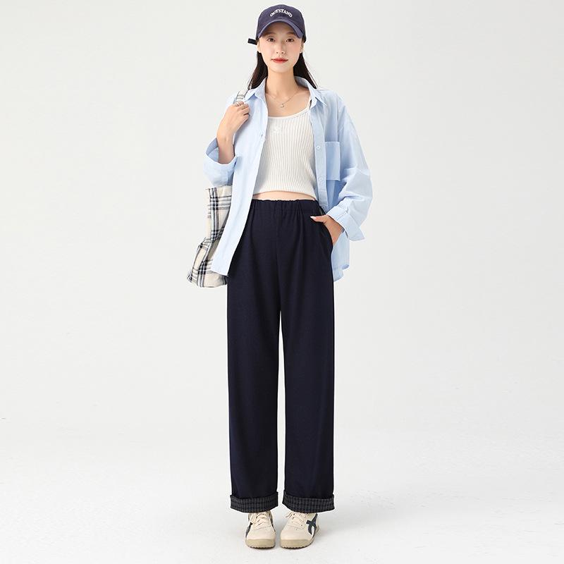 

Autumn 2026 Maternity Petite Wide-Leg 9/10 Pants Without Belly Support M синій