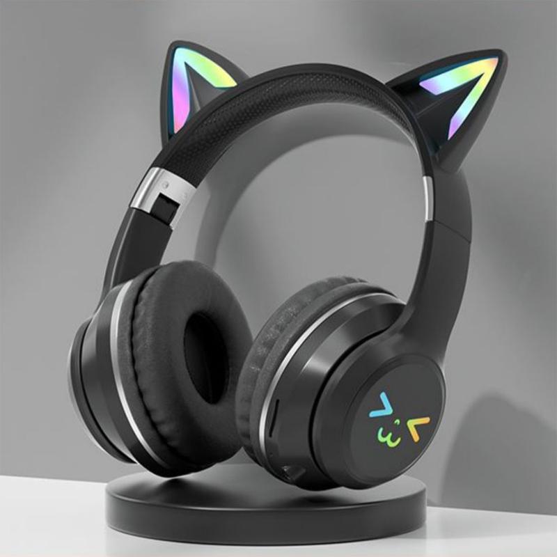 Słuchawki RGB Glow Bezprzewodowe Słuchawki 5.3 Kocie Uszy Bluetooth Słuchawki Sportowe Bluetooth Odtwarzacze MP3 Mikrofon Wyprzedaż Zestaw Słuchawkowy Gamer