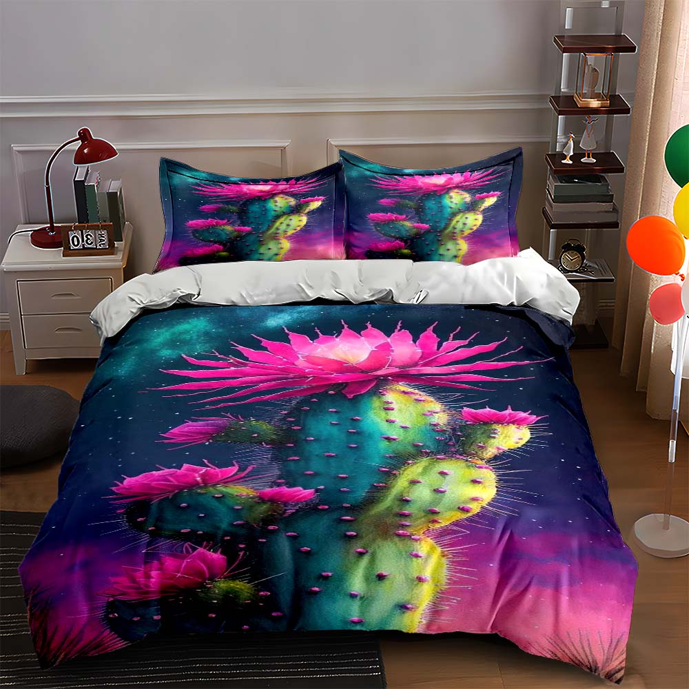 

Vivid cactus blooms Bedding Duvet cover sets Duvet covers Pillowcases gifts (1 * Duvet Cover 2 * Pillowcases, without duvet insert) 135x200cm
