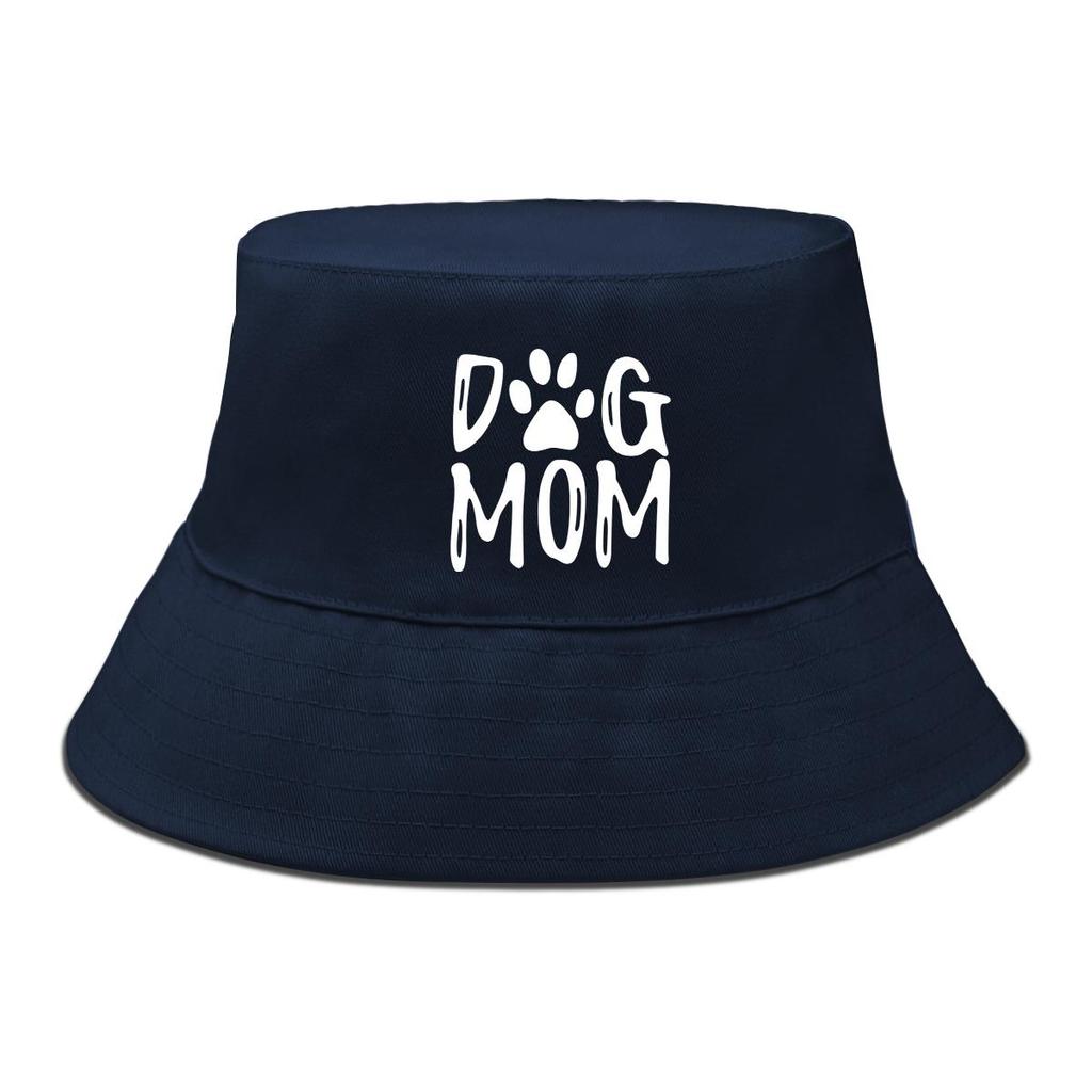 DOG MOM" Print Bucket Hat , White Dog Paw Men's Cap Simple Trendy Fashion Fishing Hat