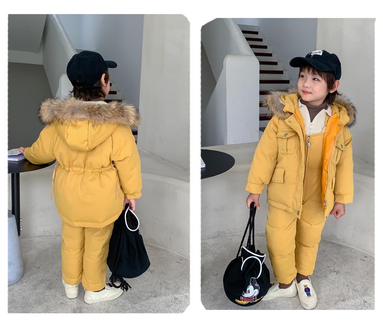 Ensemble chaud d'hiver style coréen pour enfants 2022: Salopette Deux-Pièces pour Garçons et Filles