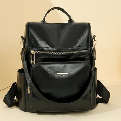 Rucksack PU Weichleder Nischendesign Lässige Umhängetasche Große Kapazität Schlichte Reise Mode Pendlerrucksack
