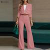 Women Long Sleeve Cardigan Blouse and Long Pants Casual Two Piece Suit Sets