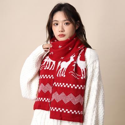Geburtstagsgeschenk roter Schal Damen Winter kariert vielseitig Paar neu Weihnachten gestrickt Wolle High-End-Schal