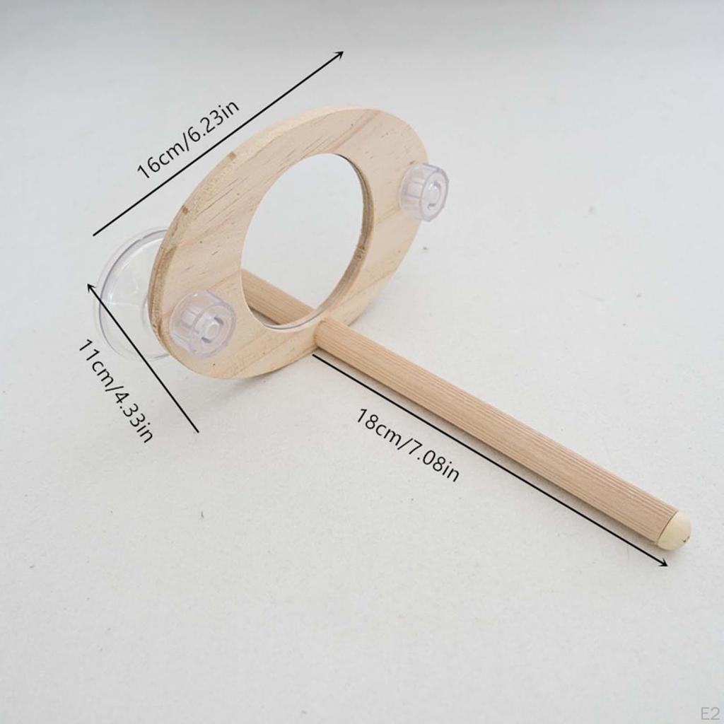 Parrot Mirror with Perch Stand, Wood Stand for Cockatiel Parakeet Canaries