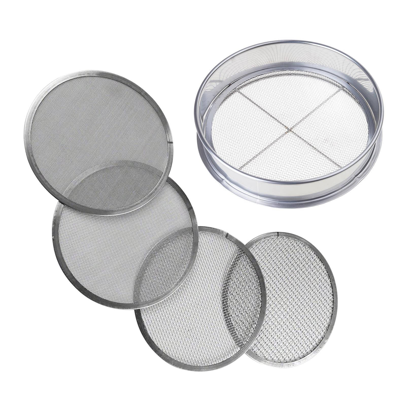 

Набор сит для почвы из нержавеющей стали для садоводства диаметром 8 дюймов с 4 сменными размерами ячеек 0,7/1/3/5 мм