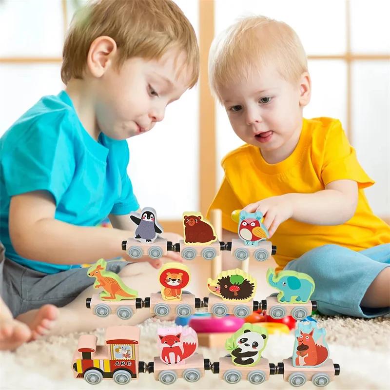 Kids Magnetic Wooden Train Learning Numbers Color Train Set Puzzle Toys for Boys Girls Birthday Xmas Gift
