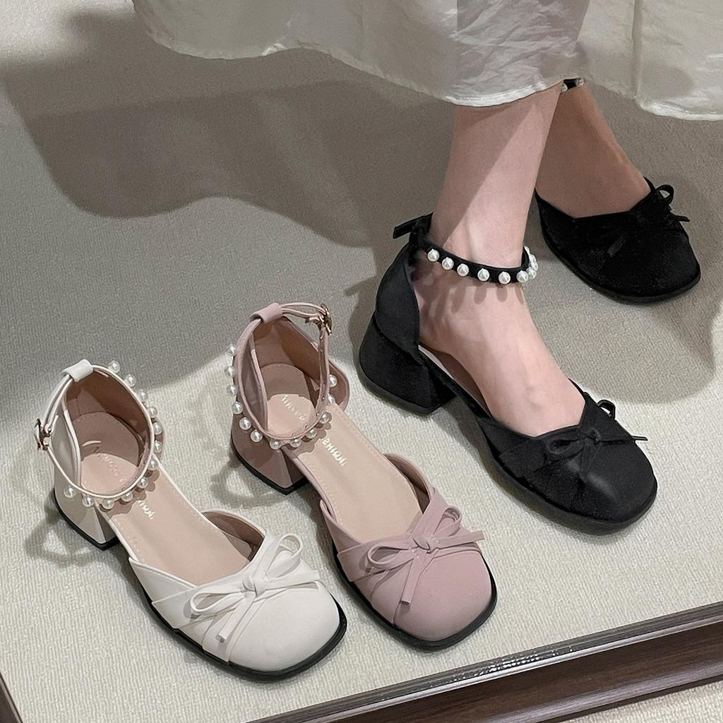 Fashion High Heel Sandal for Women Mary Jane Shoes Lady 2025 High-heeled New Closed Outside Summer Clear Girls Scandals Janes Clear Heel