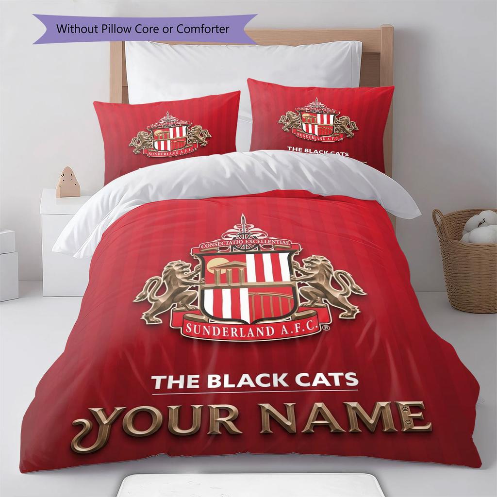 Sunderland A.F Custom Name Pattern Bedding,Quilt Set Quilt Cover Pillowcase Home Birthday Gift(1 * duvet cover + 2 * pillowcase, without core)