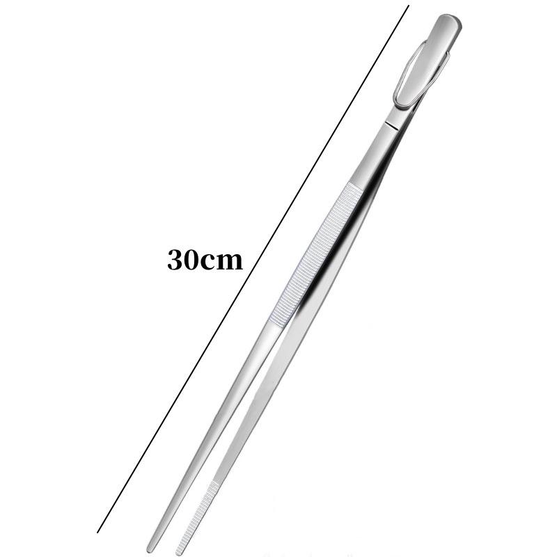 12Inch Stainless Steel Kitchen Tweezer Cooking Tweezer BBQ Steak Bread Salad Baking Tong Extra-Long Cooking Clip Kitchen Tools