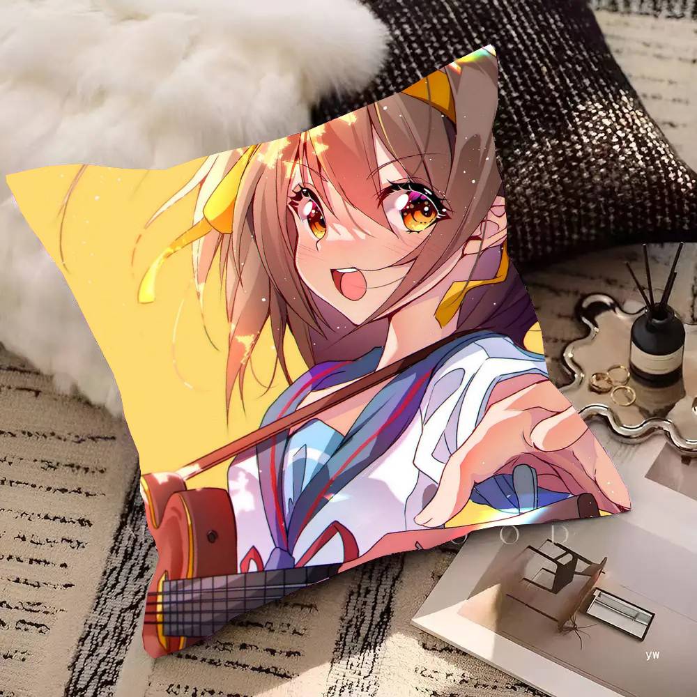 Anime H-Haruhi Suzumiya Pillow Case Fashion Square Pillowcase Bedroom Sofa Room Ins Decoration Leisure
