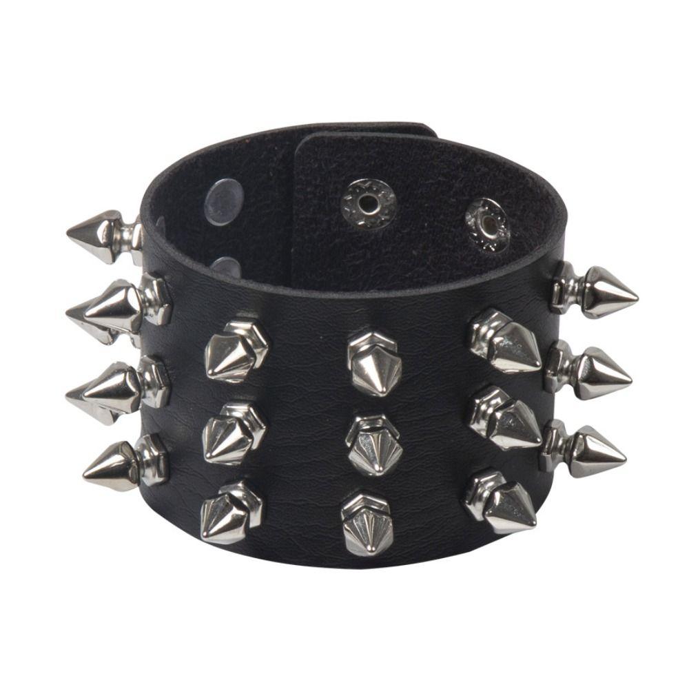 Punk Pu ādas radzēm aproce Gothic Cuff rokassprādze unisex melna aproce