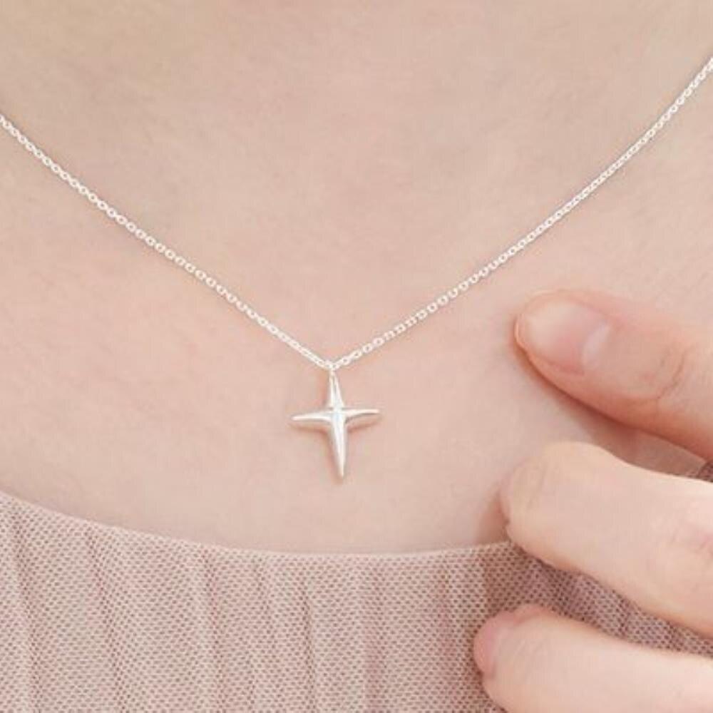 [Osjarak] Women's Daily Simple Cross Silver 925 Single Chain Necklace