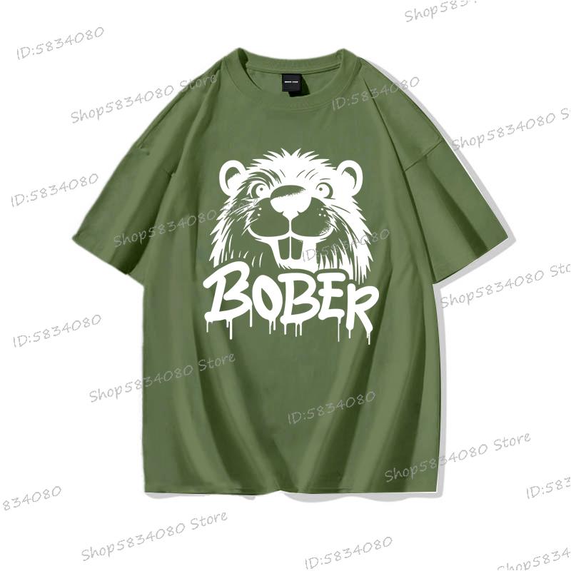 Hot Sales Cotton Bober Funny Meme Graphic T Shirts Harajuku Y2k Tees Tops Bobr Kurwa Print Unisex Fashion Casual Tshirts Y2k Top