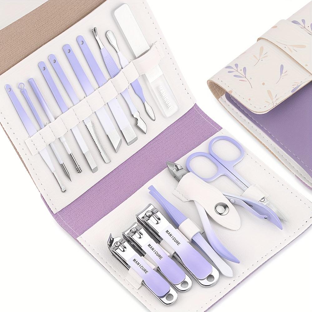 

16 шт./комплект маникюрный набор полнофункциональный набор кусачки для ногтей нержавеющая сталь педикюрные наборы с кожаным переносным футляром идея подарок